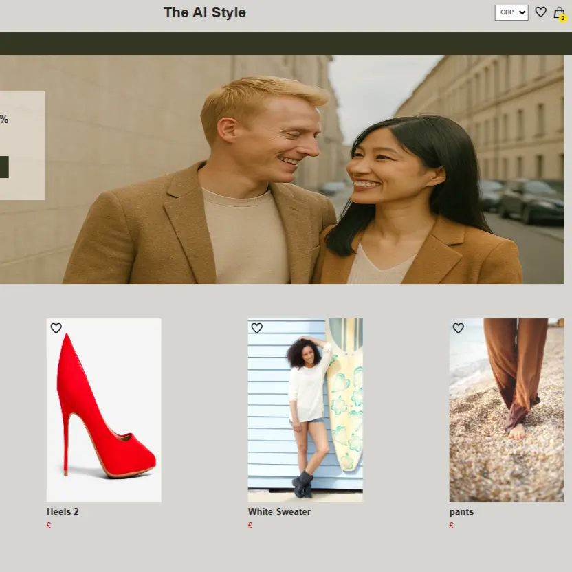 Shop in React interface with a hero image and product cards